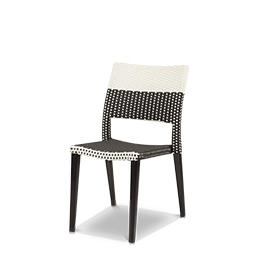 Dining Side Chair Black & White Wicker